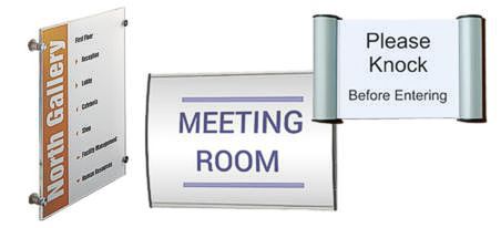 Office door signs which take paper inserts that are easy to update