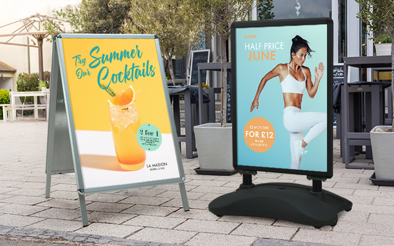 Pavement signs, A-board signs and waterbase pavement signs