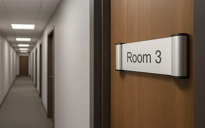 Snap door sign makes it easy to keep office name plates up to date