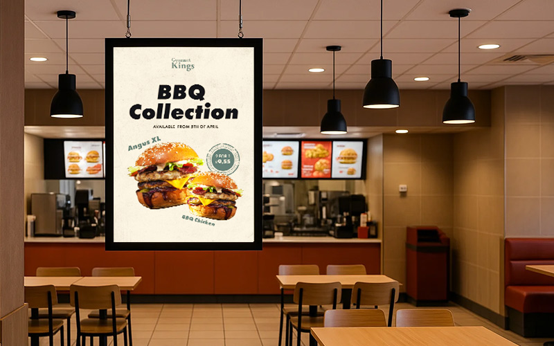 Double-sided cable suspended LED light boxes