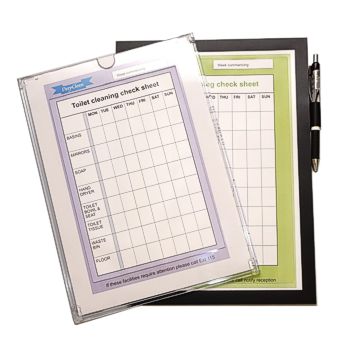 Two styles of Checklist Holder offering direct write-on access