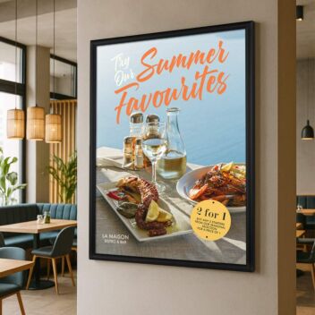 Black A0 snap frame in situ