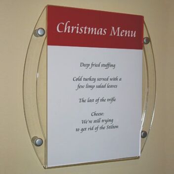 InfoQuick acrylic sign displaying a menu