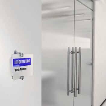 Office door sign with printed insert