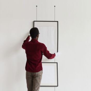 Wall hanging pictures with black wire kit