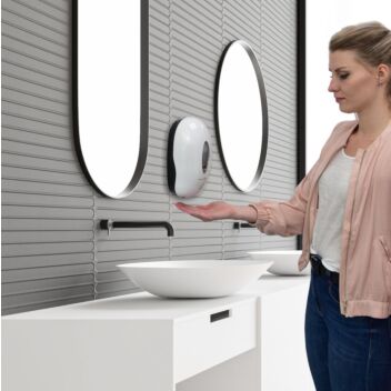 Automatic soap dispenser is sleek and well made