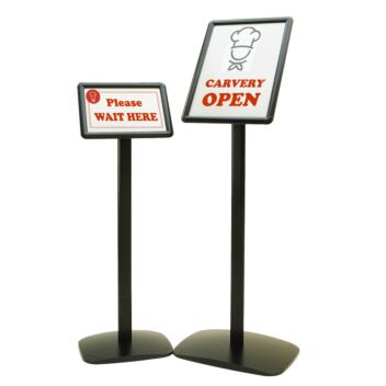 Black angled menu stand