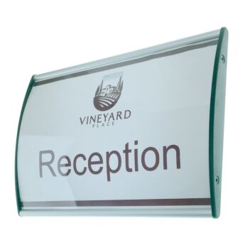 curved sign holder for a reception sign