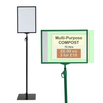 Floor sign stand with portrait or landscape frame