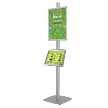 Display stand with A2 poster frame and brochure holder