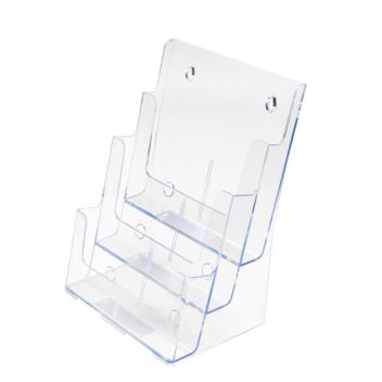 A4 and A5 literature dispenser - tiered 3-bay - 3-bay stacked A4 literature rack