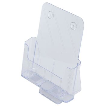 Clear A5 leaflet holder with integrated business card holder