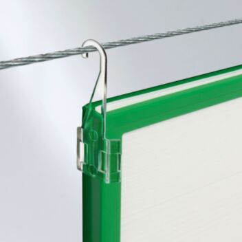 Long suspension clip suspending frame from wire