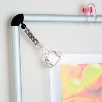 Spring-loaded corner on a stretch frame