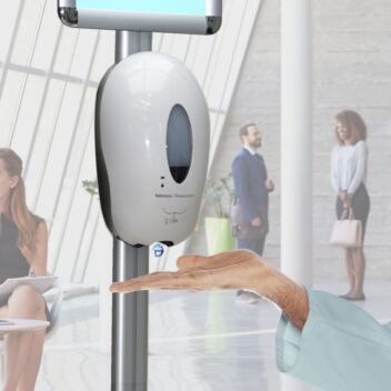 Touch free dispenser stand