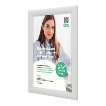 White snap frame for hospitals