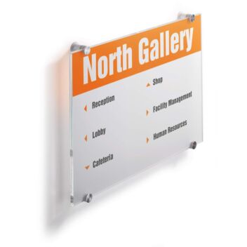 A3 Acrylic sign holder displaying directional information