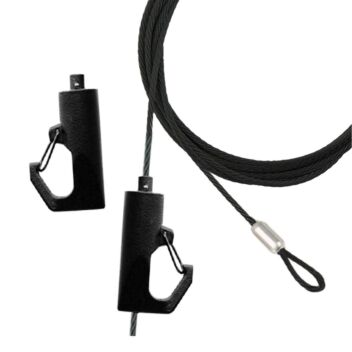 Black loop-end cable with adjustable black hook