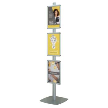 Tall A3 poster stand with 3 A3 poster frames advertising online courses
