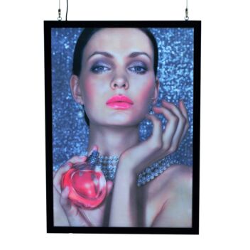 Suspended LED light box with black magnetic covers