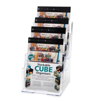 A5 literature dispenser - tiered 4-bay