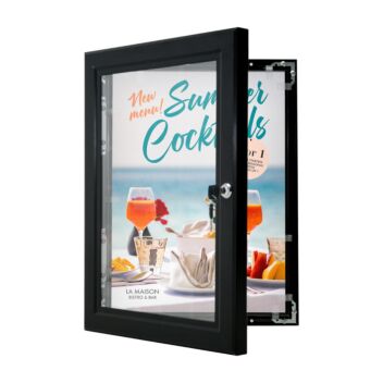 Black lockable poster cases
