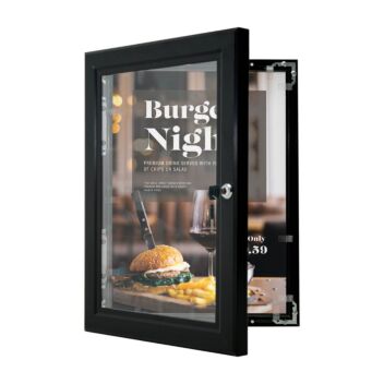 Black lockable poster cases