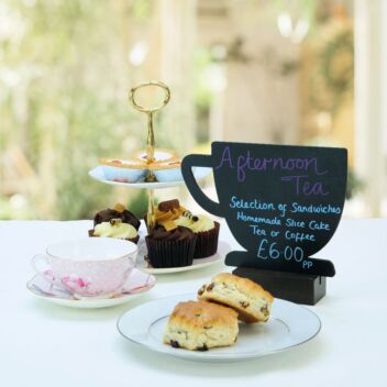 Mug shape table chalkboard with stand