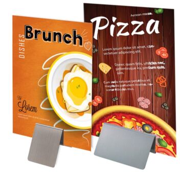 Stainless steel menu stands - small and large