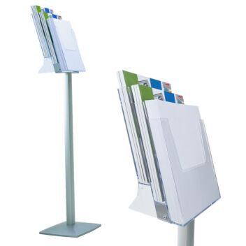 Tiered catalogue stand for A4 brochures