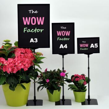 Adjustable sign stands for tabletop in A3, A4 and A5